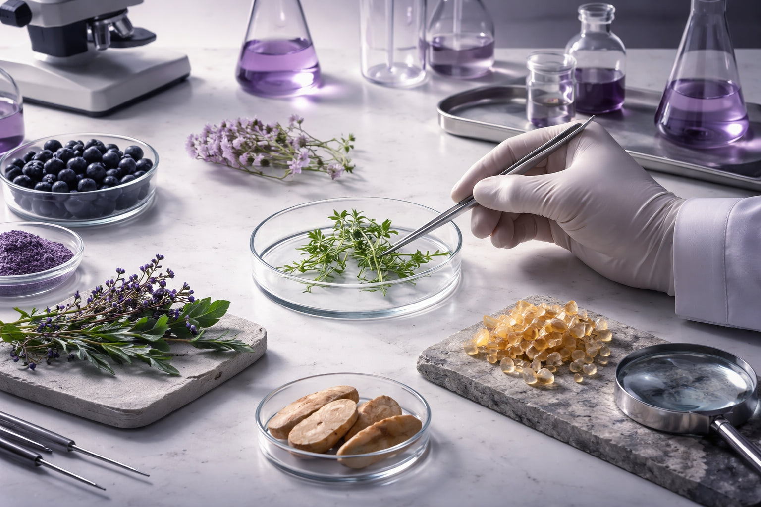 Vidros de laboratório em composição minimalista